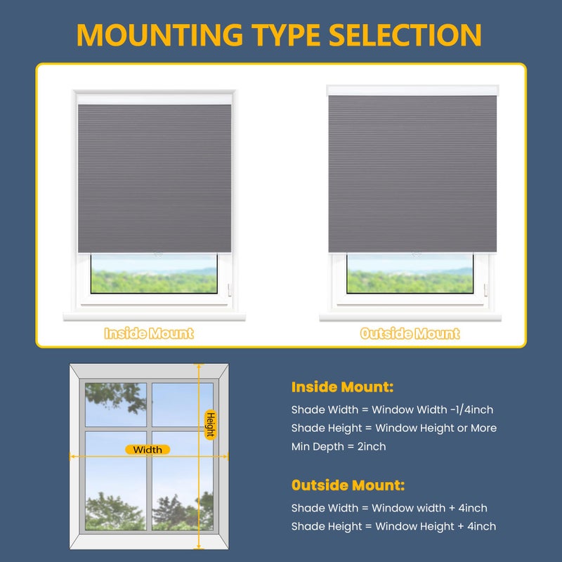 SUNFREE Cellular Shades Cordless Blackout Blinds Honeycomb Window Shades for Bedroom, Blinds for Window and Door, Home and Office, White-Grey, 29" W x 64" H SUNFREE - Image 4